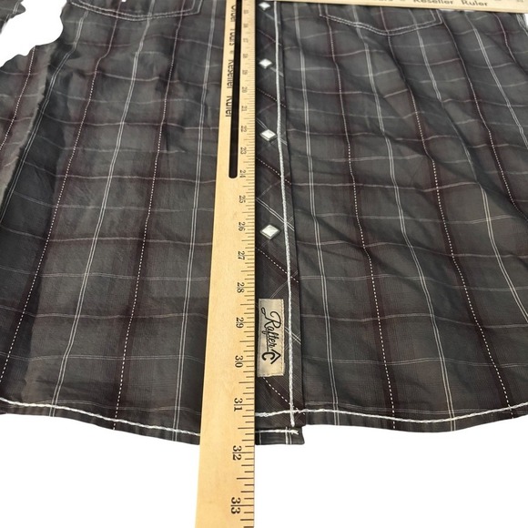 Rafter C Shirt Mens Large Cowboy Collection Plaid Western Long Sleeve Pearl Snap - Picture 9 of 9